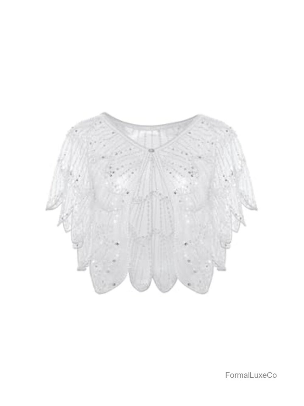 Sequin Beaded Evening Shawl Wrap Cape Cover Up Gatsby Party One Size
